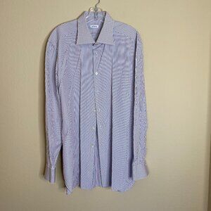 kiton red, white & blue striped dress shirt